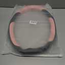 INEBIZ Universal Car Steering Wheel Cover Microfiber Leather Viscose Multi-Element Stitching (Black&Pink, D)