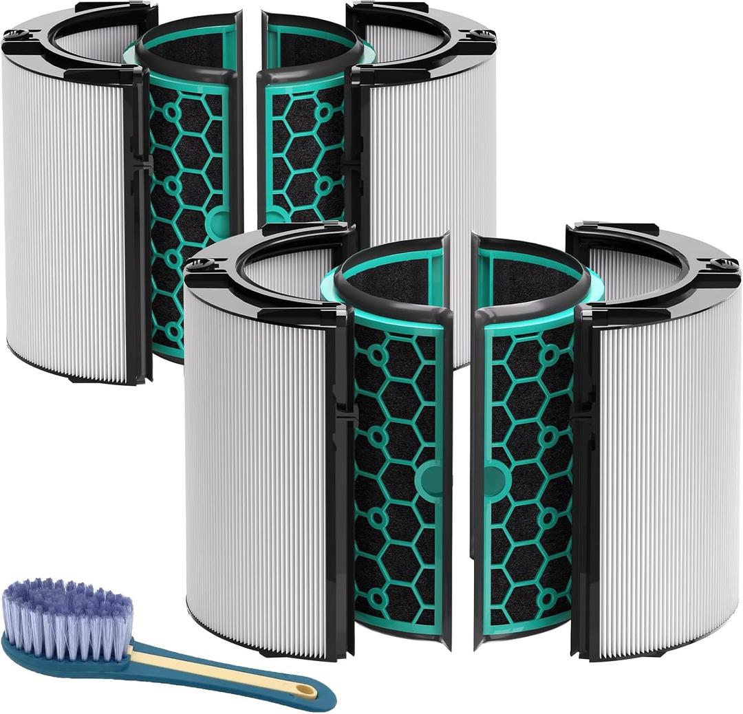 Leemone 2 Pack TP04 HP04 DP04 Filter Replacement Compatible with Dyson TP04 HP04 DP04 TP05 DP05 Air Purifier, 360 Combi Glass Filter & Activated Carbon Filter, Black