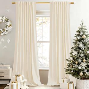 StangH Ivory White Curtains 102 inches Long Super Soft Velvet Light Dimming Privacy Protect Window Drapes for Nursery Kids Bedroom/Baby Playroom, W52 x L102, 2 Panels