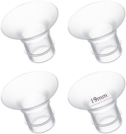 Momcozy Flange Insert 19mm Compatible with 24mm Flange/Shield of Most Pumps, Insert for Breast Pump Replacement Accessories, 4PCS 19mm