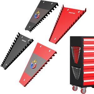 4 Pack Magnetic Wrench Organizer, 64-Slot Magnetic Wrench Organizer Tray for Tool Box & Wall Mounted,Wrench Holder Fit SAE (1/4" - 1-1/16") & Metric (6 mm-24 mm) Wrench Storage (4 pack)