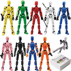 10 Pcs Action Figures T13(Assembly Required),Multi-Jointed Detachable Titan Action Figure with 10 Colors,3D Printed Dummy 13 Action Figure with Accessories for Collectors Desktop Decorations,DIY