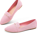 Obtaom Women's Pointy Toe Loafer Flat Comfortable Faux Suede Work Shoes,Cute Penny Loafer Slip On Ballet Flat 8