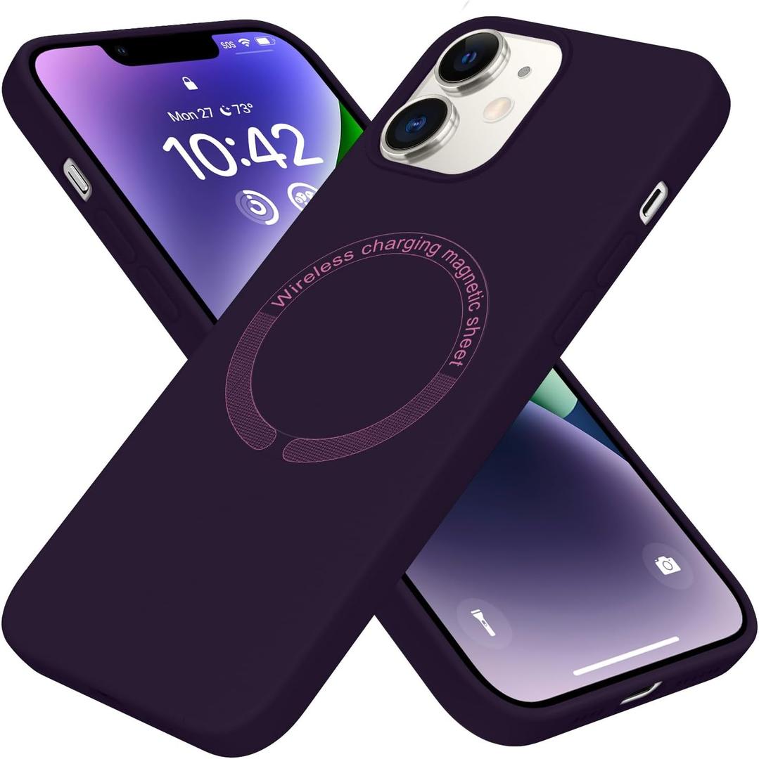 for iPhone 11 Case, Hard PC Back Drop Protective, Support Magnetic Car Holder, Soft TPU Bumper Shockproof Protective Silicone Thin Cover for iPhone 11, Deep Purple 9.1