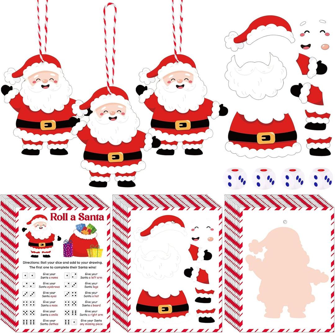 Soulchen Roll a Santa Dice Party Game for Family Set of 24 Christmas Dice Gift Exchange Game White Elephant Gift for Adults Group Party Activity Winter Holiday