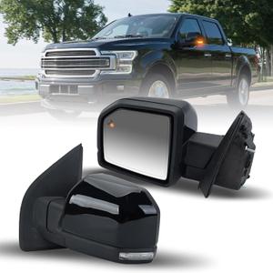 Left Driver Side Mirror Fits 2015-2020 Ford F150 Mirrors with Power Glass,Heated,Puddle Lights,Blind Spot Detection,Turn Signal,Memory,Power Folding,Without Camera Replace FO132052818 Pins