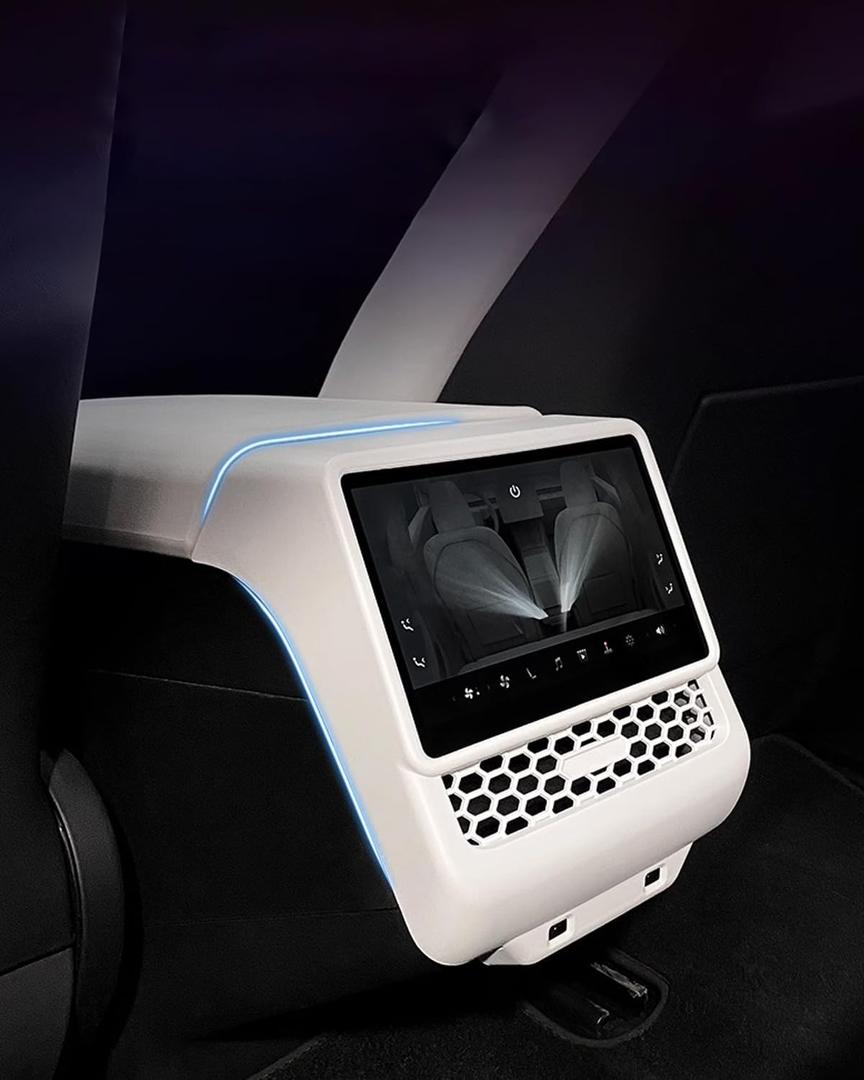 Carbon Fiber Pattern AC Vents Cover, Highland Model y Rear Center Console Air Vent Cover Compatible with Tesla Model Y Juniper and Model 3 Highland (Matte White)