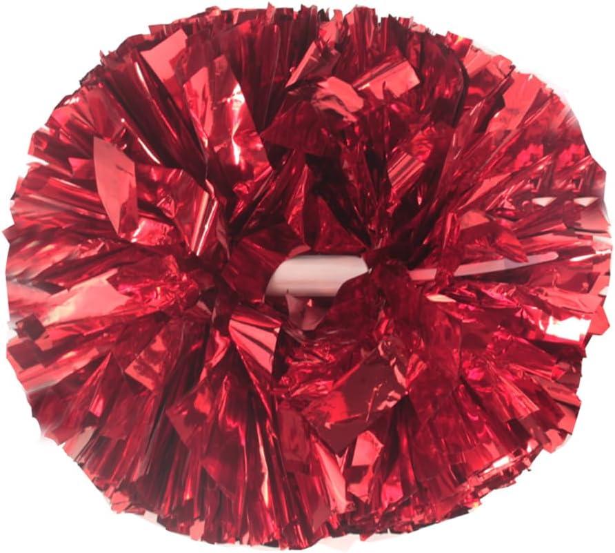 Hooshing 2/6/12PCS Cheerleading Pom Poms with Baton Handle for Team Spirit Sports Dance Cheering Kids Adults (Red)