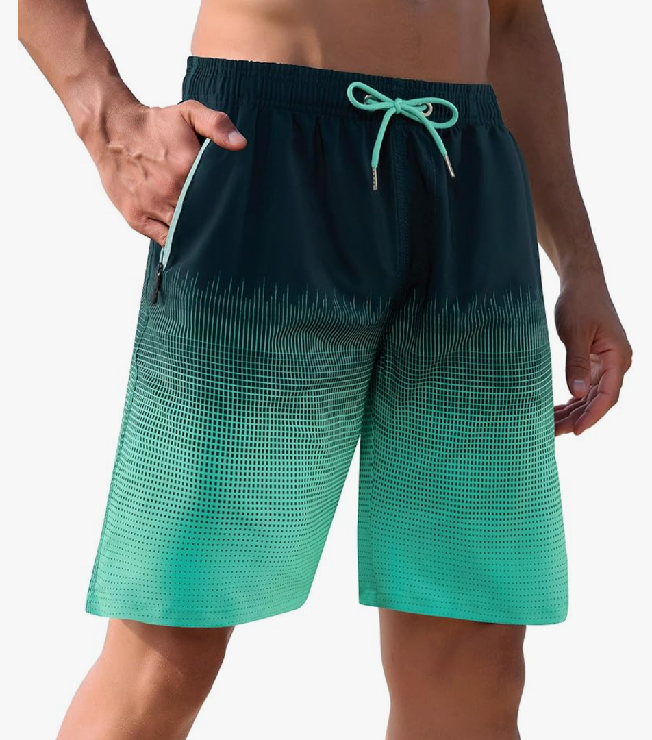 APTRO Men's Swim Trunks 9 inch Bathing Suit Board Shorts with Zipper Pockets Swimming Swimsuit Beach Shorts Big and Tall, 5XL