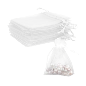 Organza Bags, White Organza Bags, 50Pcs, Sheer Organzas Bag 3 x 4 inch, Jewelry Gift Bags, Party Favor Bags with Drawstring, Mesh Gift Pouches Mini Candy Pouch for Wedding Christmas Party