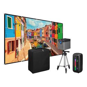 iLive Pop-Up Movie Theater Kit, Projector, Projection Screen, Tripod, and Bluetooth Soundbar Bundle