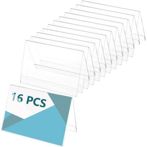 BENECREAT 16pcs PS Table Nameplate, 5.93.2 Inch Desk Name Plate Holder, Clear PS Name Tent Holders for Office, Business, Conference, Meetingroom, Training Activities and Speeches