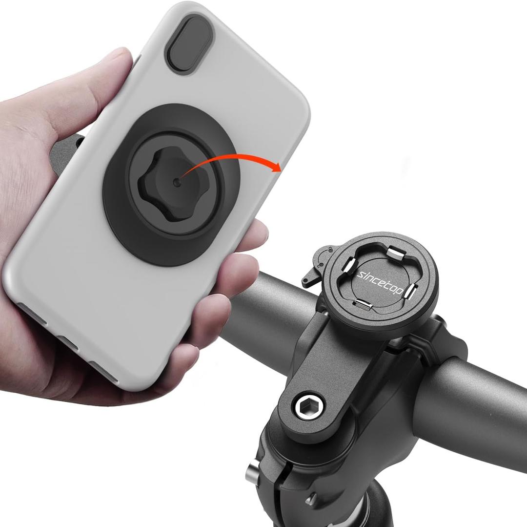 sincetop Bike Phone Mount,Mountain Bicycle Stem Cap Phone Holder,Universal Aluminum Handlebar Phone Clamp,MTB Road Bike Cycling Mobile Phone Clip,Quick Attach/Release Series C-2nd Gen