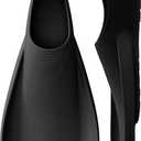 WSTOO Streamlined Training Short Fins - Silicone Swim Flippers for Adults and Youth (Men & Women), Ideal for Swimming, Snorkeling, and Diving (S(Measure Foot Length: 9.25-9.84 in), Black)