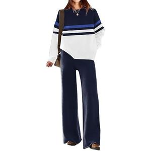 ETCYY NEW Womens Elegant Lounge Sets Knitted Sweatsuit Sets 2 Piece Outfits with Sweater Tops and Wide Leg Sweatpants Medium