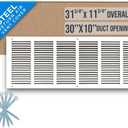 Fits 30x10 Duct Opening | Steel Return Air Grille by Handua | Vent Cover Grill for Sidewall and Ceiling | White | HVAC Cold Air Intake Grille | Outer Dimensions: 31.75"W X 11.75"H