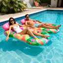 1 Pack Flamingo Palm Pool Lounger for Adults - Inflatable Pool Float Chair with Cup Holders, Cooling Mesh Seat & Backrest, Hawaii Summer Beach Party Toy, Large Size Water Float Raft for Lake River