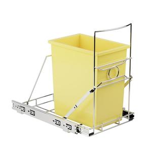 SOCONT Stainless Steel Slide-Out Trash Bin Rack, Enhanced Heavy-Duty Cabinet Pull-Out System for 7–11 Gallon Cans, Silver (Bin Not Included)