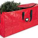 ZOBER Christmas Tree Storage Bag - Fits 9 Ft Artificial Trees - Plastic, Waterproof Christmas Tree Bag - Strong, Durable Handles - Labeling Card Slot - Red