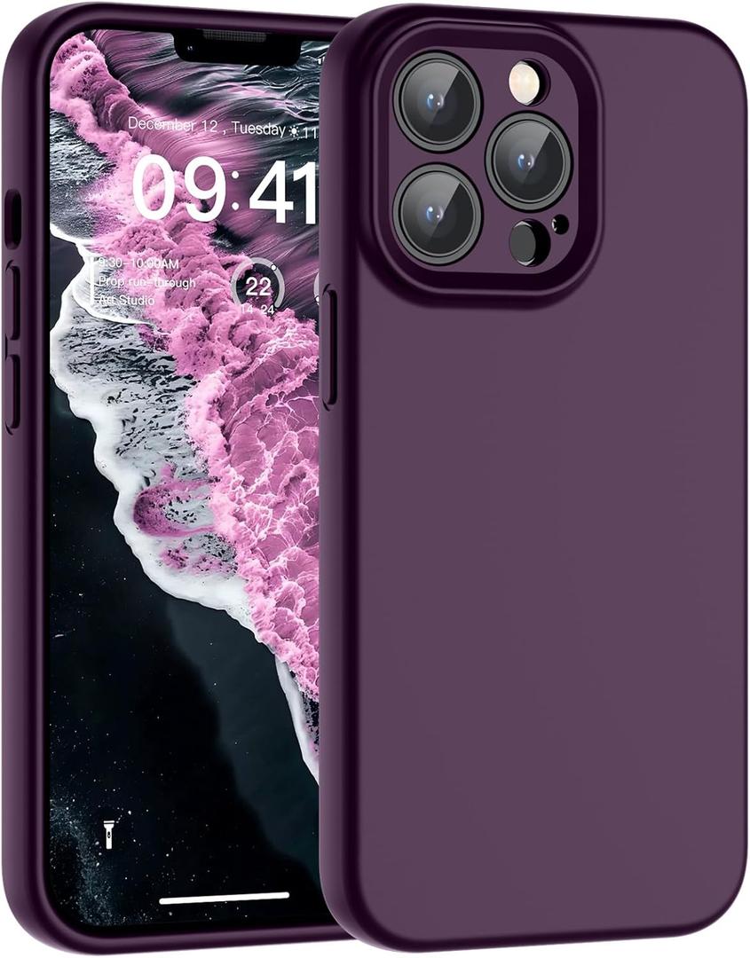 SUPFINE Designed for iPhone 13 Pro Case,Premium Liquid Silicone with [Soft Anti-Scratch Microfiber Lining][Upgraded Camera Protection] Slim Shockproof Phone Case for Men Women Girls,Dark Purple
