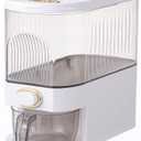 Sooyee 11Lbs Rice Dispenser, Large Grain Container Storage with Lid Measuring Cylinder Moisture Proof Household Cereal Dispenser Bucket for Kitchen Soybean Corn,Clear and White