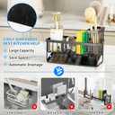 Cisily Sink Caddy Sponge Holder for Kitchen with Brush Holder and Stainless Steel Self Drain Tray, Rustproof Kitchen Sink Organizer for Sponge, Soap Dispenser Storage Accessories