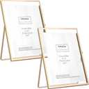 YiPinYin Gold 6x8''Floating Frame Set of 2,For Photo Sizes (3.5x5''4x6''5x7''),Metal Frames for Tabletop/Shelf Display,Classy Gift Choice for Wedding,Birthady,Home or Office Decor