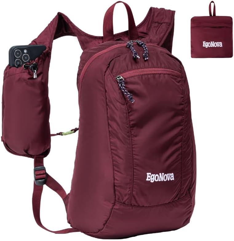12L Ultralight & Thin Packable Daypack, Small Foldable Hiking Backpack Travel Bag, Water Resistant Day Pack for Men Women (Wine Red)