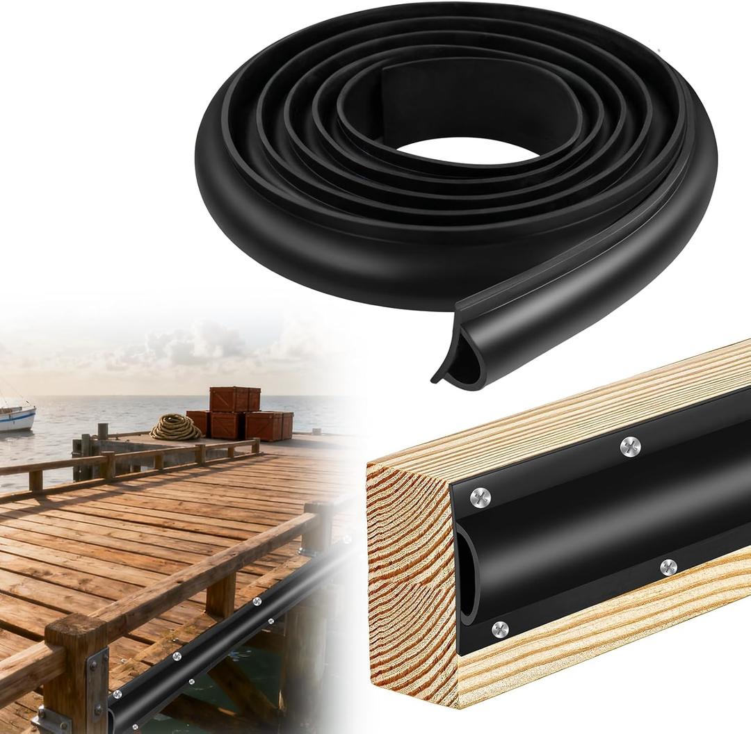 Boat Dock Bumpers, 13 Feet/26 Feet Dock Edging Guard for Piling and Pier Rub Rail for Boats Protection Black Dock Fender Bumper Includes Mounting Screws