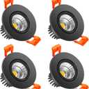 LightingWill 2inch LED Dimmable Downlight, 3W COB Recessed Ceiling Light, Warm White 3000K-3500K, CRI80, 25W Halogen Bulbs Equivalent, Black (4Pack)