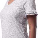 Lee Women's Cotton Ruffle Short Sleeve V-Neck T-Shirt (Gray, XL)