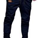 JMIERR Mens Casual Joggers Pants - Cotton Drawstring Chino Cargo Pants Hiking Outdoor Twill Track Jogging Sweatpants Pants (X-Large, Midnight Blue)