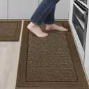 BEQHAUSE Kitchen Rugs and Mats Set of 2 Non-Slip Kitchen Mats for Floor, Absorbent and Stain Resistant Kitchen Runner, Machine Washable Rugs for Kitchen, Laundry & Sink, 20"x32"+20"x48", Brown