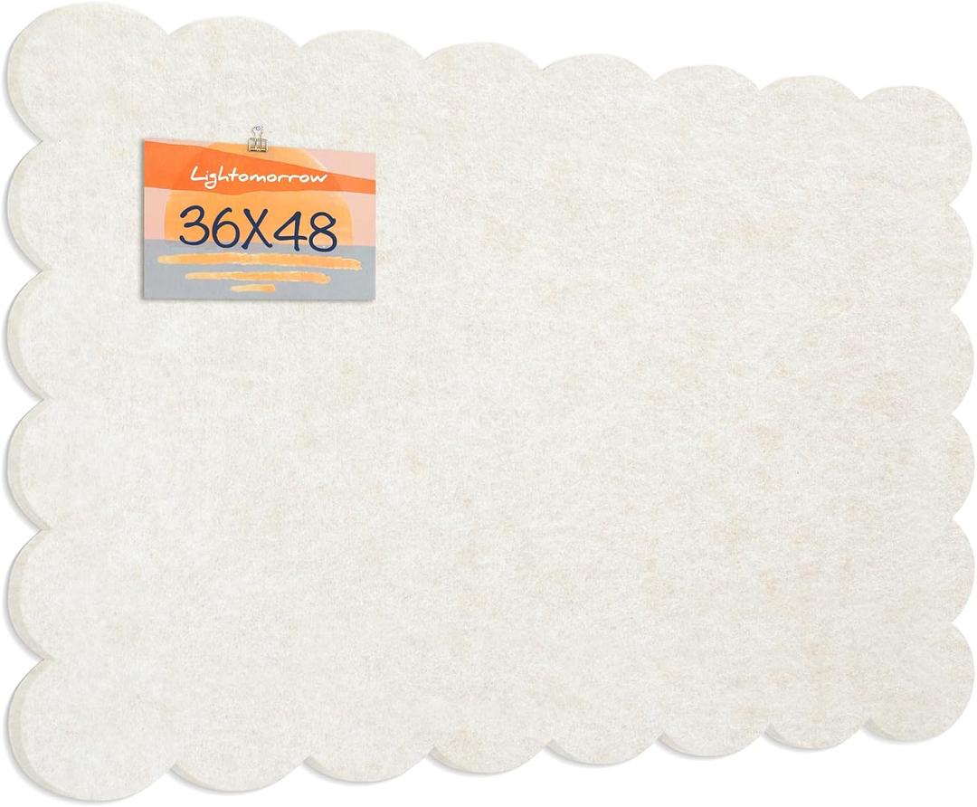 Scalloped Bulletin Board 48x36 inches, Decorative Felt Pin Board for Wall