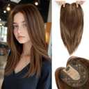 MEDO Hair Toppers for Women, 14 Inch Light Brown Mix Honey Blonde Short Hair Topper, Straight Toppers Hair Pieces for Women