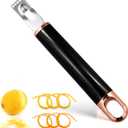 2 x Stainless Steel Channel Knife, Multifunctional Lemon Zester Fruit Peeler with Hanging Loop Lemon Twist Peeler Fruit Peeler Citrus Zester Tool for Cocktail Kitchen Home Bar (Black Gold)