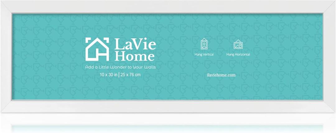 LaVie Home 10x30 Picture Frame White, Panoramic Picture Frame for Wall Decoration, Classic Black Minimalist Style Suitable for Decorating Houses, Offices, Hotels1 Pack