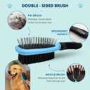2 x Double-Sided Pet Dog Cat Brush for Detangling Deshedding & Removing Small Mats plus Rubber Dog Bath Brush for Grooming, Shedding, Massage & Skin Care Brush - Best Pet Detangler Brushes