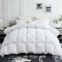 L LOVSOUL 75% Goose Down Fiber Comforter King Size, 850+ Fill Power Hotel Style Bedding Comforter, 1200TC, Fluffy Ultra Soft All Season White Duvet Insert with 8 Corner Tabs (King(106x90inches))