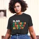 Black History Month Shirts for Women Africa American Tshirts Black Pride Tee Tops (Black, L)
