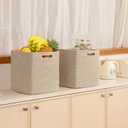 OIAHOMY Storage Cubes, 11 Inch Cube Organizer, Collapsible Storage Bins, Baskets for Organizing, Bins for Shelves-Brown, 2-PACK