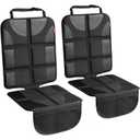 Helteko Car Seat Protector - 2 Pack Car Seat Cover for Child Carseat with Thickest Padding, 600D Oxford, Waterproof & Durable Fabric, Non-Slip Back, 2 Mesh Storage Pockets, Black
