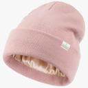 YANIBEST Satin Lined Beanie for Women Reduce Frizz Winter Hats for Women Men Silk Lining Soft Slouchy Warm Cuffed Less Static, Pink 
