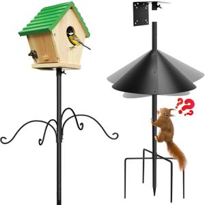 Bird Feeder Pole,Bird House Pole Mount Kit with Squirrel Proof Baffle for Bird Watching Buddy Pole,93 Inch Adjustable Mounting Support Stand for Outdoors