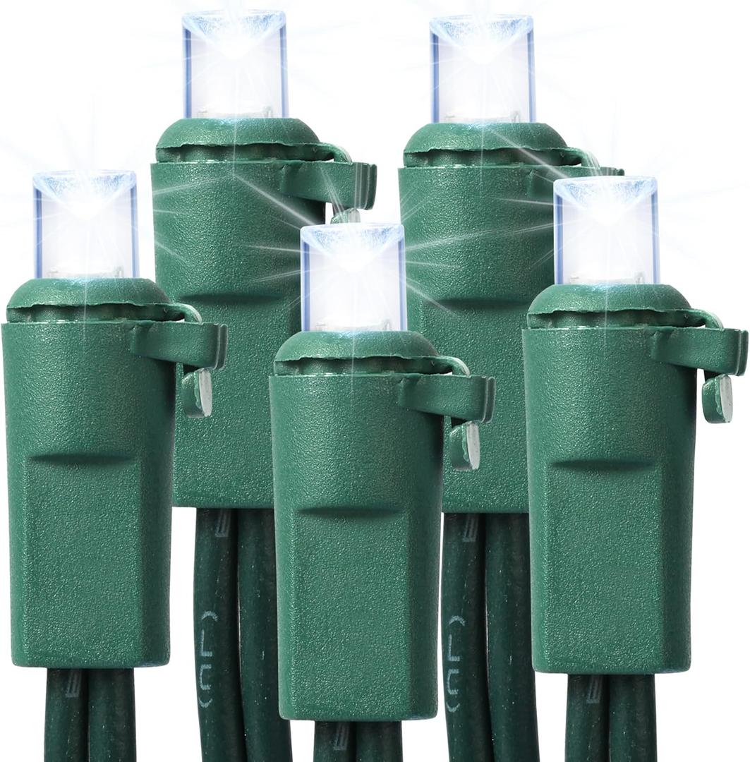 Brizled White Christmas Lights, 33ft 100 LED 5MM Wide Angle Gentle Twinkle Christmas String Lights, 120V UL Certified Connectable Christmas Tree Lights Outdoor Xmas Light for Christmas Tree Party Home