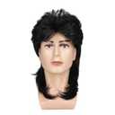 Kaneles Black Mullet Wigs for Men 70s 80s Costumes Mens Fancy Party Accessory Cosplay Hair Wig