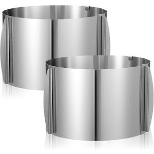 2 Pcs 6 to 12'' Adjustable Cake Ring,15 cm High Stainless Steel Round Cake Rings Mold, Cake Baking Supplies Rings with Scaling for Mousse Baking Dessert Making