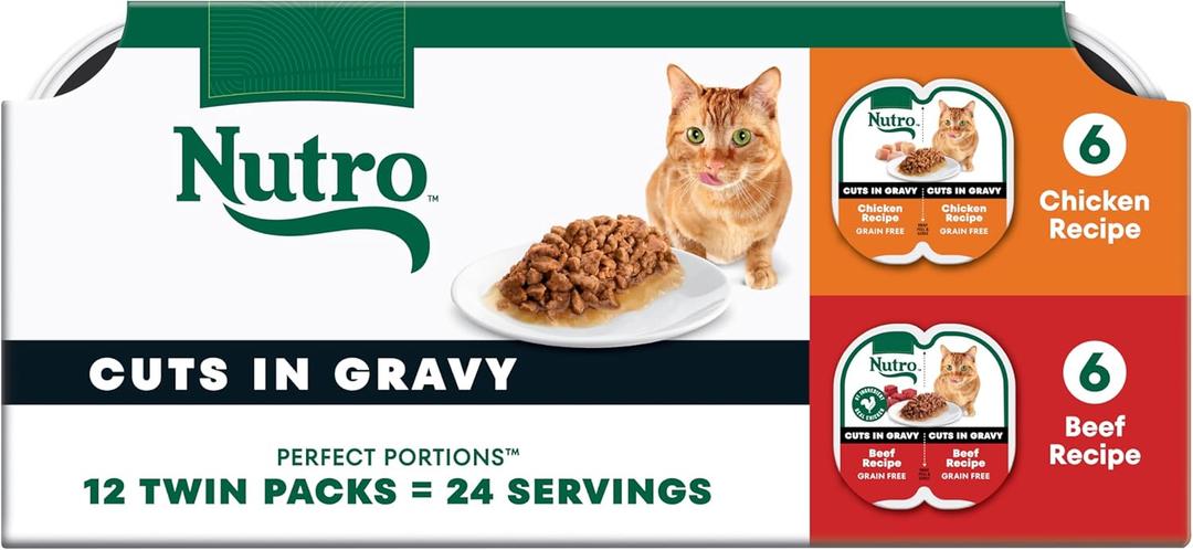 Nutro Perfect Portions Cuts Wet Cat Food, Chicken & Beef, 2.6 oz, 12 ct (EXP 12/14/26)