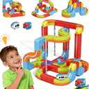 Electric Train Set, 3D Infinity Racer Train Tracks, DIY Toy Car Track, Modular Building Blocks Freely Assembled, STEM Learning Toy Fun Gifts for Kids Toddlers Boys & Girls