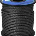 emma kites Hollow UHMWPE Braided Cord 1.3mm, 1.6mm, 2mm Spliceable for Tent Guyline Tarp Hammock Ridgeline Whoopie Sling Bear Bagging for Camping Backpacking (Black)